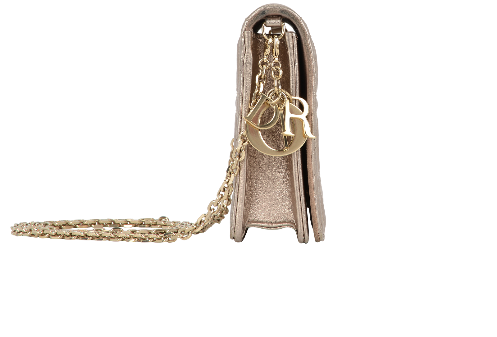 Lady Dior Cannage Pouch, &pound;695, Handbags, Gold, Leather, Side view